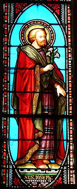 Vitrail de saint Joseph signé Joseph Villiet 1871.