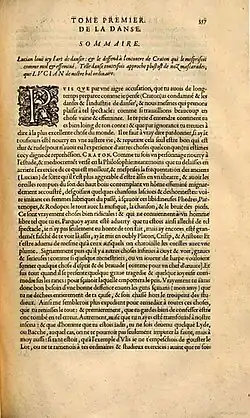 Page de livre, papier jauni, le texte étant placé en haut et plus à gauche que centré.