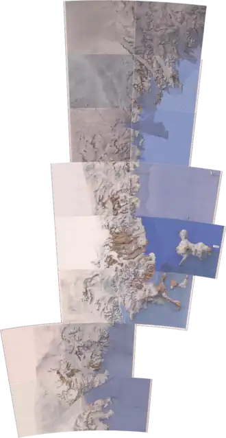 Assemblage de quadrants formant une carte topographique.