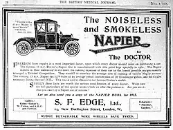Publicité de S. F. Edge vantant les mérites d'une voiture Napier, 1913