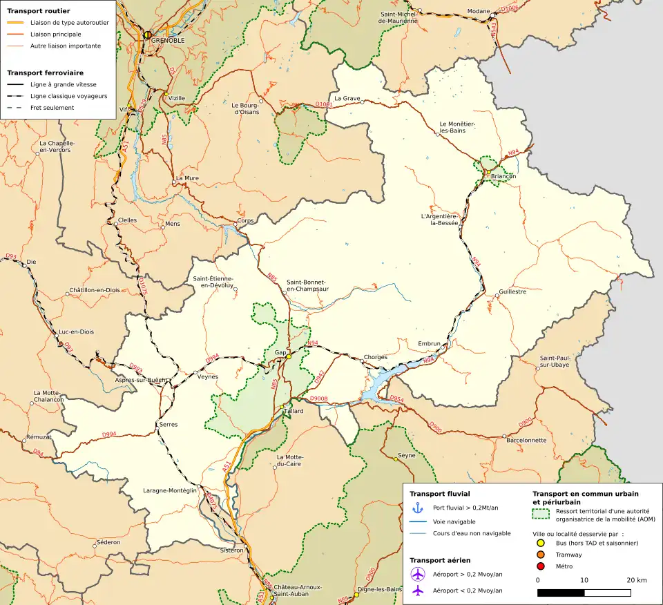 Carte montrant le tracé du réseau ferroviaire et des axes routiers.