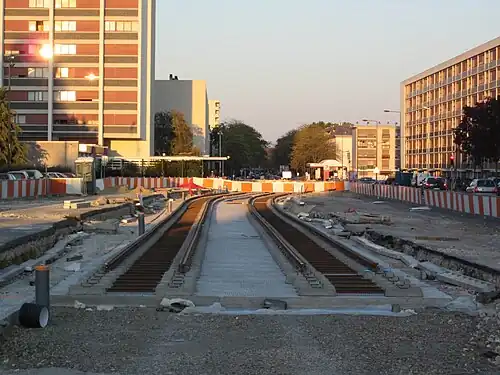 Les travaux du tramway, en octobre 2011.