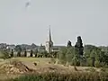 L'église de Traversères vue depuis Aulin.