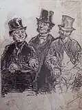 Trois personnages Copie de Gavani(1890). Mine de plomb sur papier