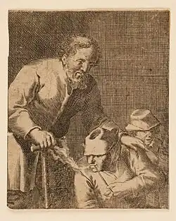 Trois gueux marchant de compagnie, Jacques Dassonville, gravure à l'eau-forte, dim.92x75mm, musée des Beaux-Arts de Nancy.