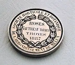 Médaille de vermeil pour 100 variétés de roses, Troyes 1887