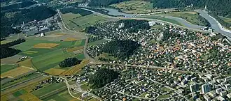 La Tumalandschaft à Domat/Ems vue du ciel.
