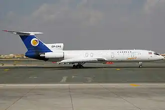 EP-CPG, le Tupolev Tu-154 impliqué dans l'accident, ici à l'aéroport international de Dubaï en novembre 2008.