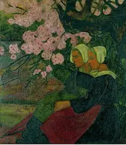 Deux Bretonnes sous un pommier en fleurs (1892), huile sur toile (73,5&nbsp;×&nbsp;60,5&nbsp;cm), Madrid, musée Thyssen-Bornemisza.