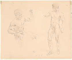 Dessin de Delacroix d'après les photographies de Durieu.