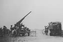 Photo noir et blanc d'un canon pointé vers le ciel