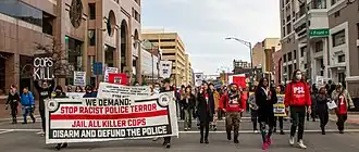 Manifestation contre les violences policières à Columbus, le 29 janvier 2023 à la suite de la mort de Tyre Nichols.