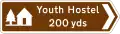 Auberge de jeunesse dans la direction indiquée (avec distance)