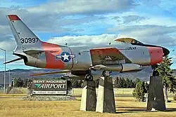 À l'entrée de l'aéroport, (au coin de Harrison Avenue et Airport Road), est exposé en tant que monument un ancien North American F-86 Sabre de l'USAF.