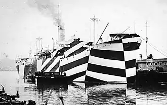 Le West Mahomet en novembre 1918, avec un camouflage Dazzle.