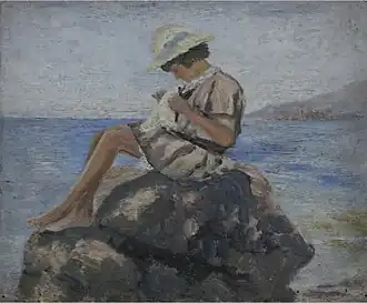 Sa fille Georgette sur un rocher, Villers-sur-Mer, 1913, collection Ucciani.