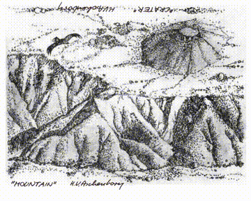 Montagne – cratère, tableau rotatif, 1975 (exposé au Suermondt-Ludwig-Museum d’Aix-la-Chapelle en 1975), 29 × 21&nbsp;cm
