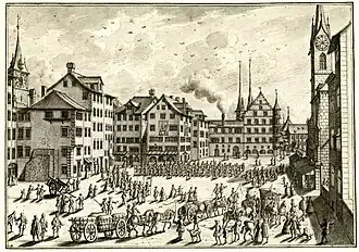 Place Münsterhof à Zürich en 1748.