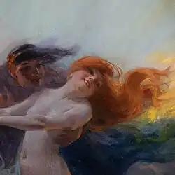 Cavalière rousse nue.