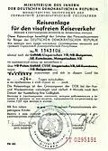 Le « visa hongrois », avec lequel de nombreux citoyens de la RDA se sont rendus en Hongrie à l'été 1989, pour ensuite émigrer en République fédérale d'Allemagne via l'Autriche.