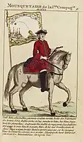 Mousquetaire de la garde du roi en 1772 par Littret de Montigny.