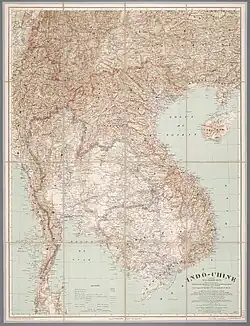 Carte de l'Indochine sur les missions Pavie.