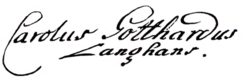 signature de Carl Gotthard Langhans
