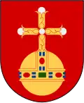Blason de la province suédoise d'Uppland, représentant une orbe crucigère.