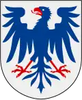 Blason de la province suédoise de Värmland, représentant un aigle bleu à la langue et aux serres rouges.