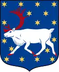 Armoiries de la province suédoise de Västerbotten, représentant un renne sur un fond étoilé.