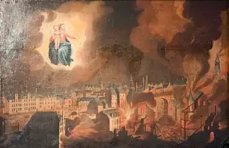 Tableau d'époque représentant l'incendie de 1720.
