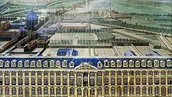 Le couvent, en haut à gauche, sur une peinture de 1705.