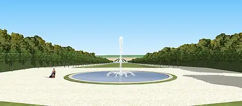 Vue depuis le bout du parterre sur le bassin et la perspective de Villeneuve-le-Roi, vers 1710