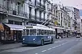 Un trolleybus des VMCV à Montreux en 1985. Il s'agit d'un Berna de 1957.