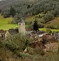 Vue sur l'église et le village.