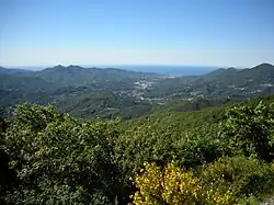 Panorama du val Polcevera depuis le col de la Bocchetta.