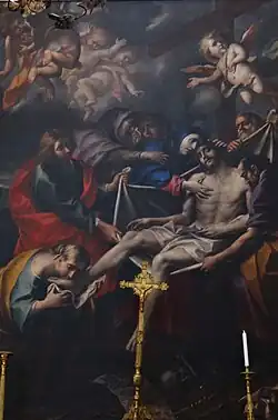 Tableau Déploration du Christ au pied de la Croix peint entre 1650 et 1700