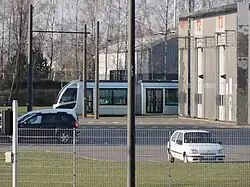 Un tramway à l'atelier.