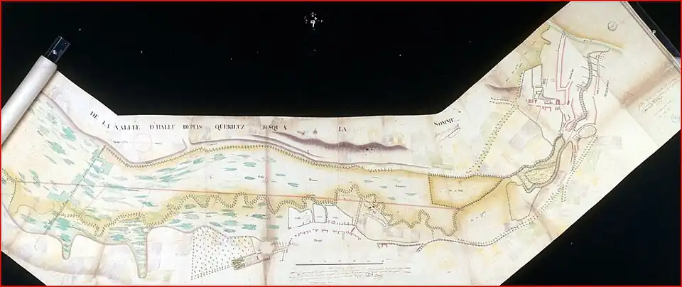 Vallée de l'Hallue de Bussy-lès-Daours à Daours en 1757.