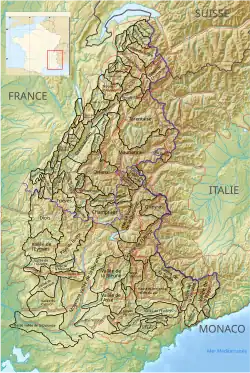 Carte de localisation de la cluse de Chambéry dans les Alpes françaises.