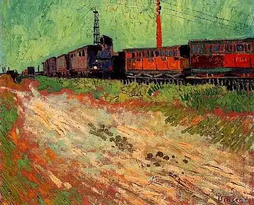 Wagons de chemin de fer à Arles, par Vincent van Gogh en août 1888.