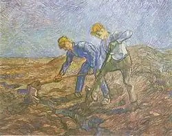 Vincent van GoghDeux fermiers bêchant la terre (d'après Millet) (1889)