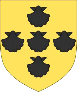 Armoiries des van der Noot : « d'or à cinq coquilles de sable rangées en croix ».