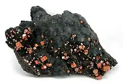 Vanadinite et psilomélane de Taouz, province d'Errachidia, région de Meknès-Tafilalet, Maroc