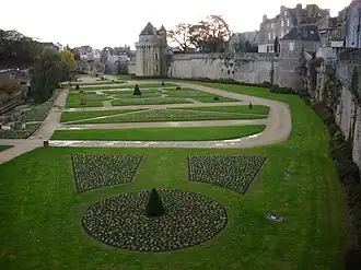 Jardins des remparts en 2009, vus depuis la courtine de la tour Joliette.