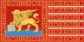 Drapeau de la république de Venise, représentant le lion de Saint-Marc tenant une Bible, associé à la paix.
