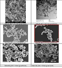 Quelques échantillons de nanoparticules produites par plasma radiofréquence.