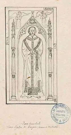 Pierre tombale de l'ancienne église de Troyon.