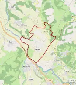 Carte avec les communes environnantes.