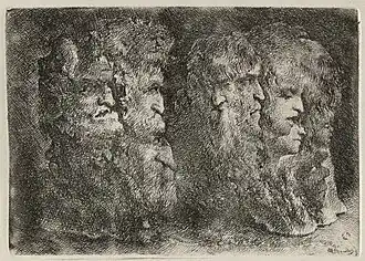 Différentes têtes d'hommes, d'animaux et de mascarons, Collection Voorhelm Schneevoogt.